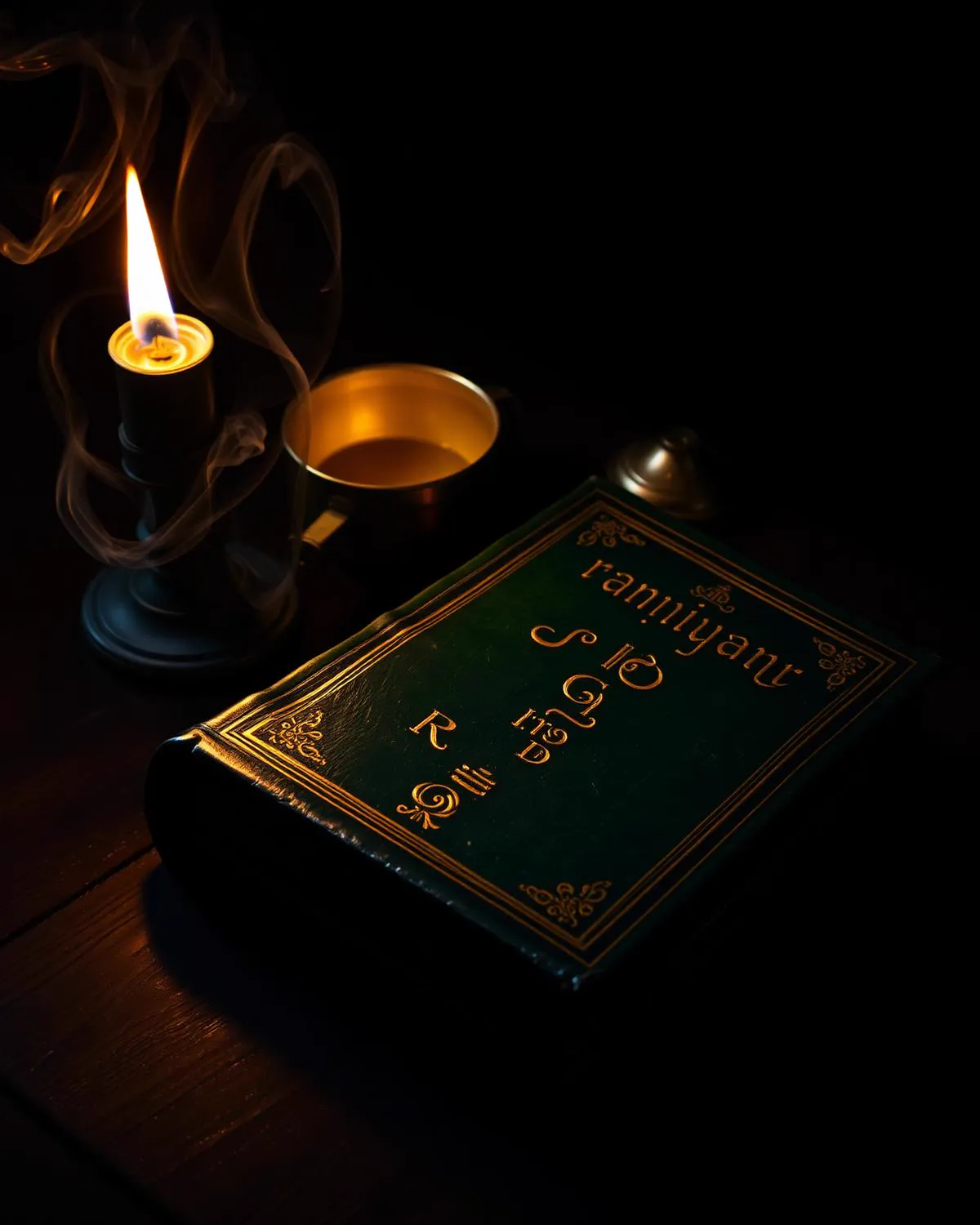 Livro antigo iluminado por vela